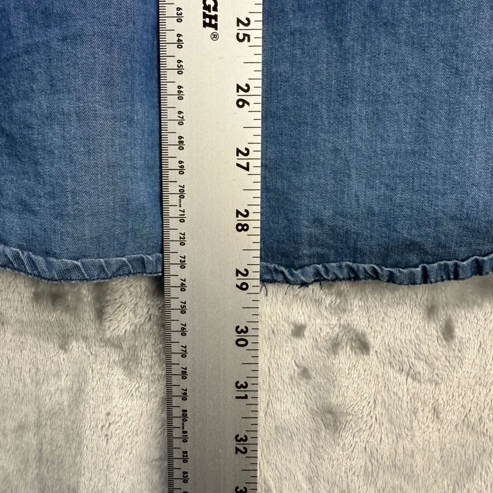 Denim & Flower Mens Blue Denim Collection Slim‎ Fit Button Down Shirt Large L
